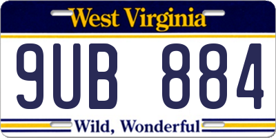 WV license plate 9UB884