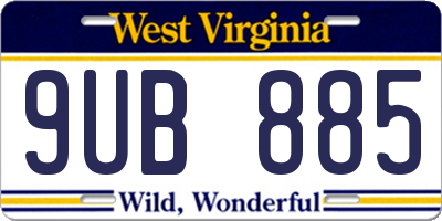 WV license plate 9UB885
