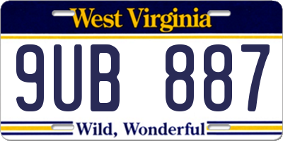 WV license plate 9UB887