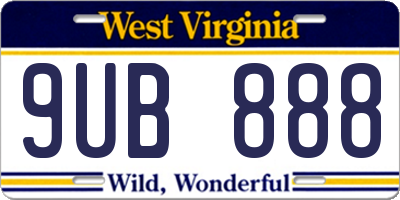 WV license plate 9UB888
