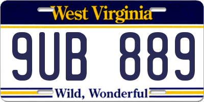WV license plate 9UB889