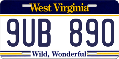 WV license plate 9UB890