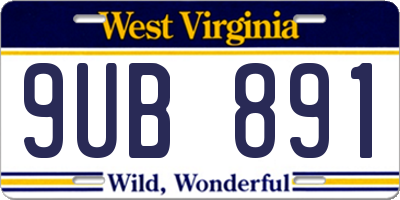 WV license plate 9UB891
