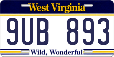 WV license plate 9UB893