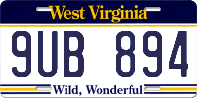 WV license plate 9UB894
