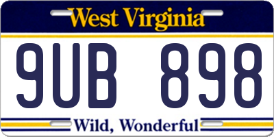 WV license plate 9UB898