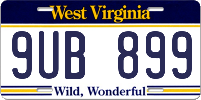 WV license plate 9UB899