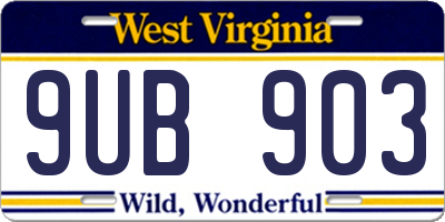 WV license plate 9UB903