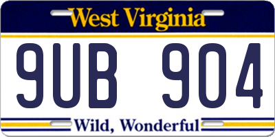 WV license plate 9UB904