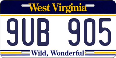 WV license plate 9UB905