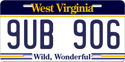 WV license plate 9UB906