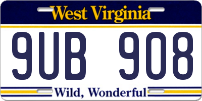 WV license plate 9UB908