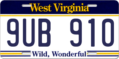 WV license plate 9UB910
