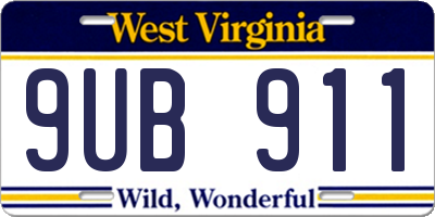 WV license plate 9UB911