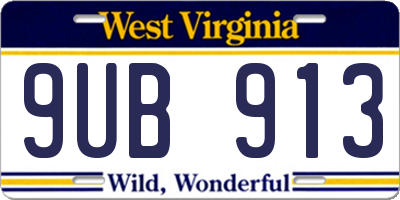 WV license plate 9UB913
