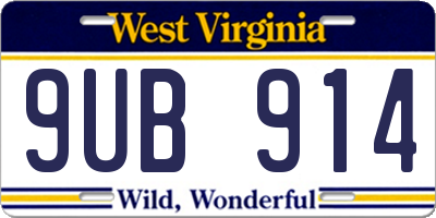 WV license plate 9UB914