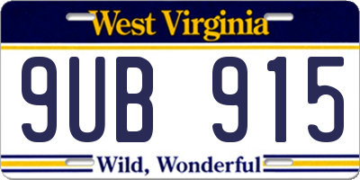 WV license plate 9UB915