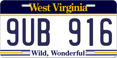 WV license plate 9UB916