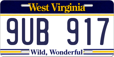 WV license plate 9UB917