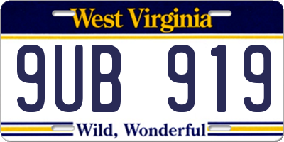 WV license plate 9UB919