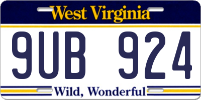 WV license plate 9UB924