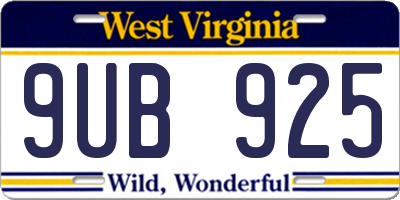 WV license plate 9UB925