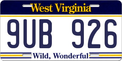 WV license plate 9UB926
