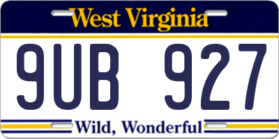 WV license plate 9UB927