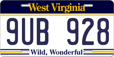 WV license plate 9UB928
