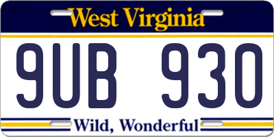 WV license plate 9UB930