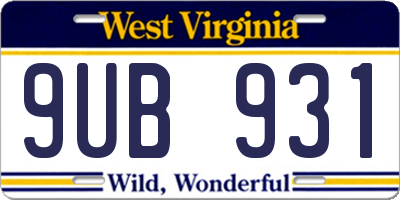 WV license plate 9UB931