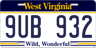 WV license plate 9UB932