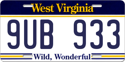 WV license plate 9UB933