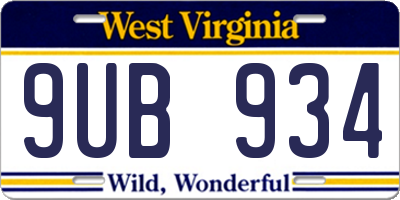 WV license plate 9UB934
