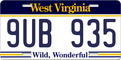 WV license plate 9UB935