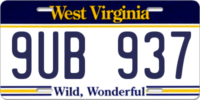 WV license plate 9UB937