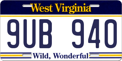 WV license plate 9UB940