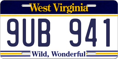 WV license plate 9UB941