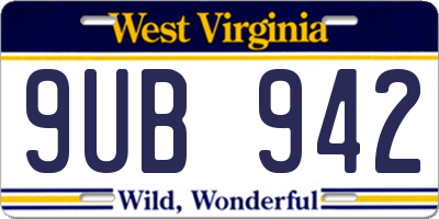 WV license plate 9UB942