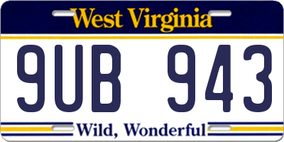WV license plate 9UB943