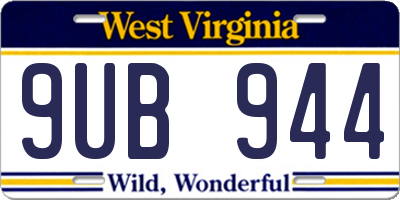 WV license plate 9UB944