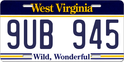 WV license plate 9UB945