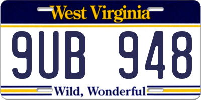 WV license plate 9UB948