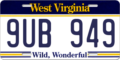 WV license plate 9UB949