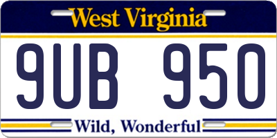 WV license plate 9UB950