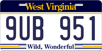 WV license plate 9UB951