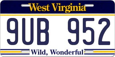 WV license plate 9UB952