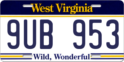 WV license plate 9UB953
