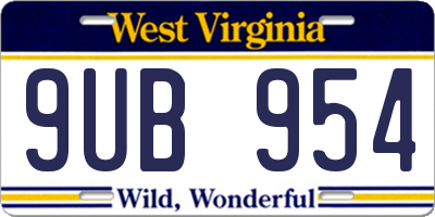 WV license plate 9UB954