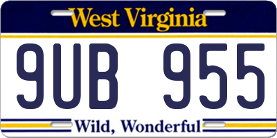 WV license plate 9UB955